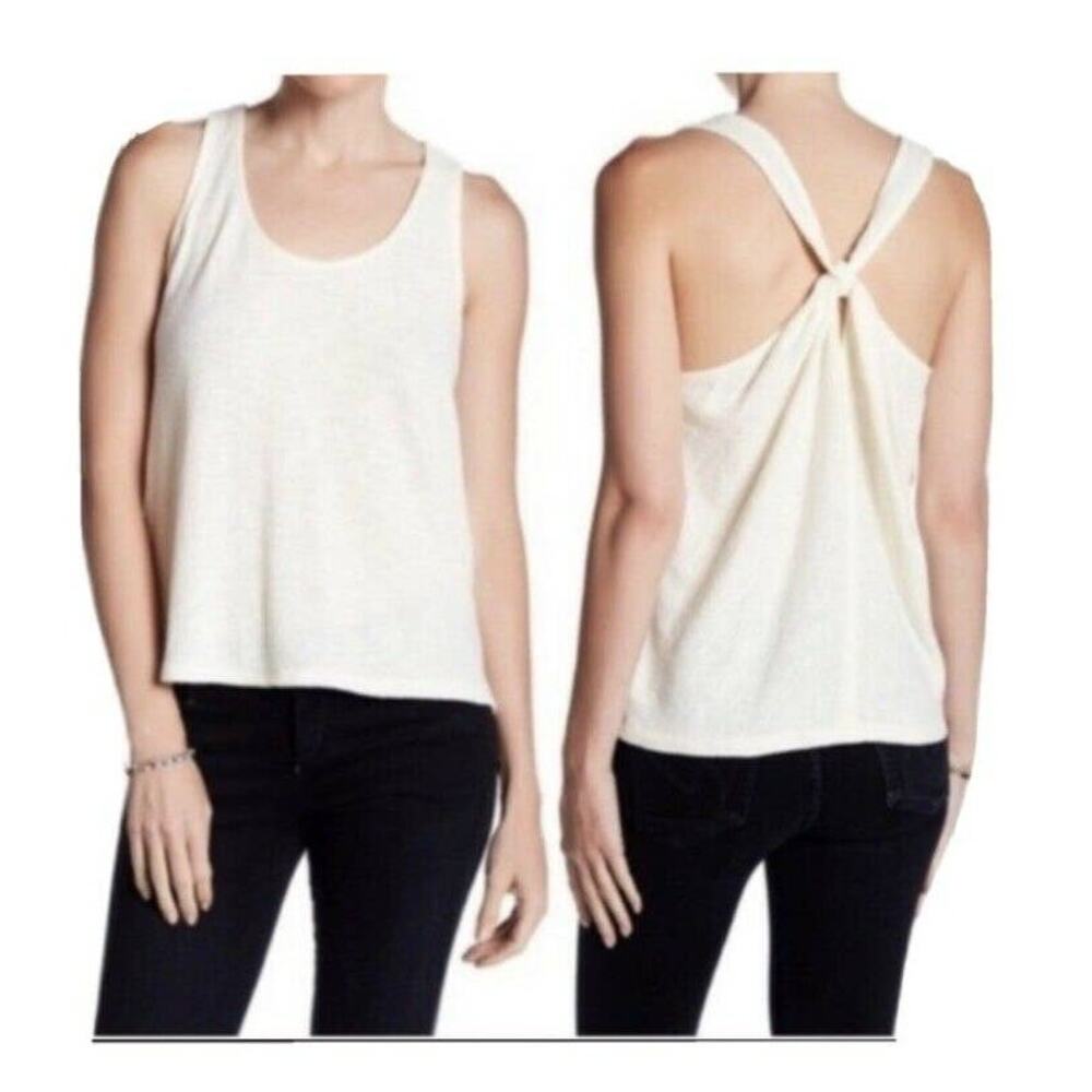 NEW MADEWELL Everly Twist Back Racerback Textured Cotton White Tank Top XXS